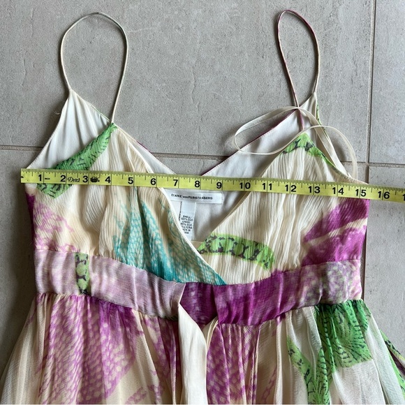 DVF Diane Von Furstenberg Silk Chiffon Silk Overlay Spaghetti Strap Dress Size 4 - Picture 5 of 11
